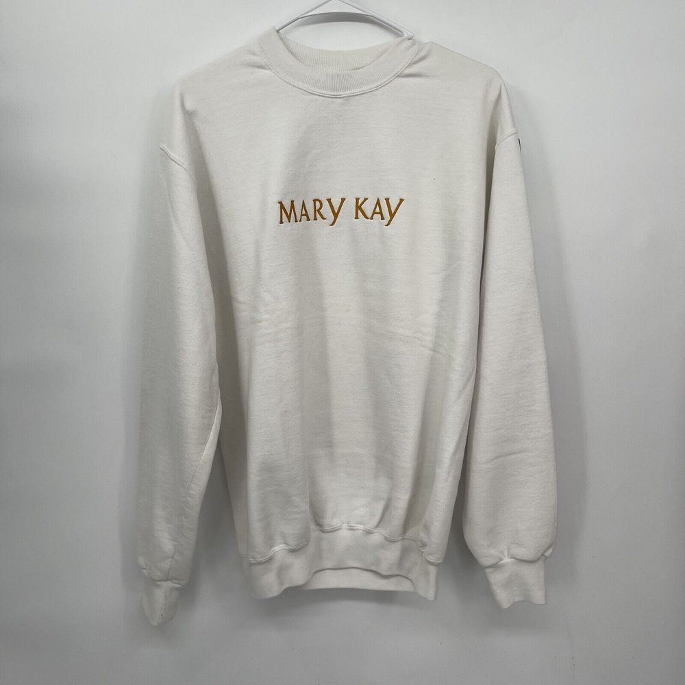 Jerzees Medium Sweatshirt Women White Mary Kay Embroidered Pullover‎ Retro 90s